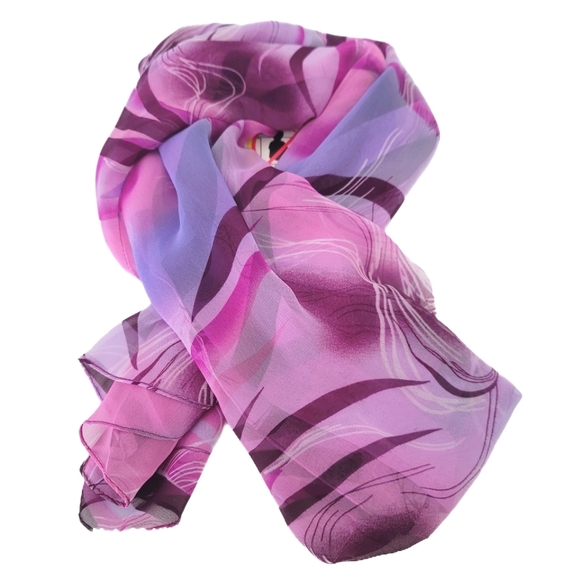 Ladies Scarf Purple Multi Color Swirl Sheer - Picture 2 of 4